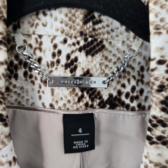 $148 WHBM Sbake Print Jacket Women Sz 4 One Button Padded Long Sleeve New - Picture 6 of 14